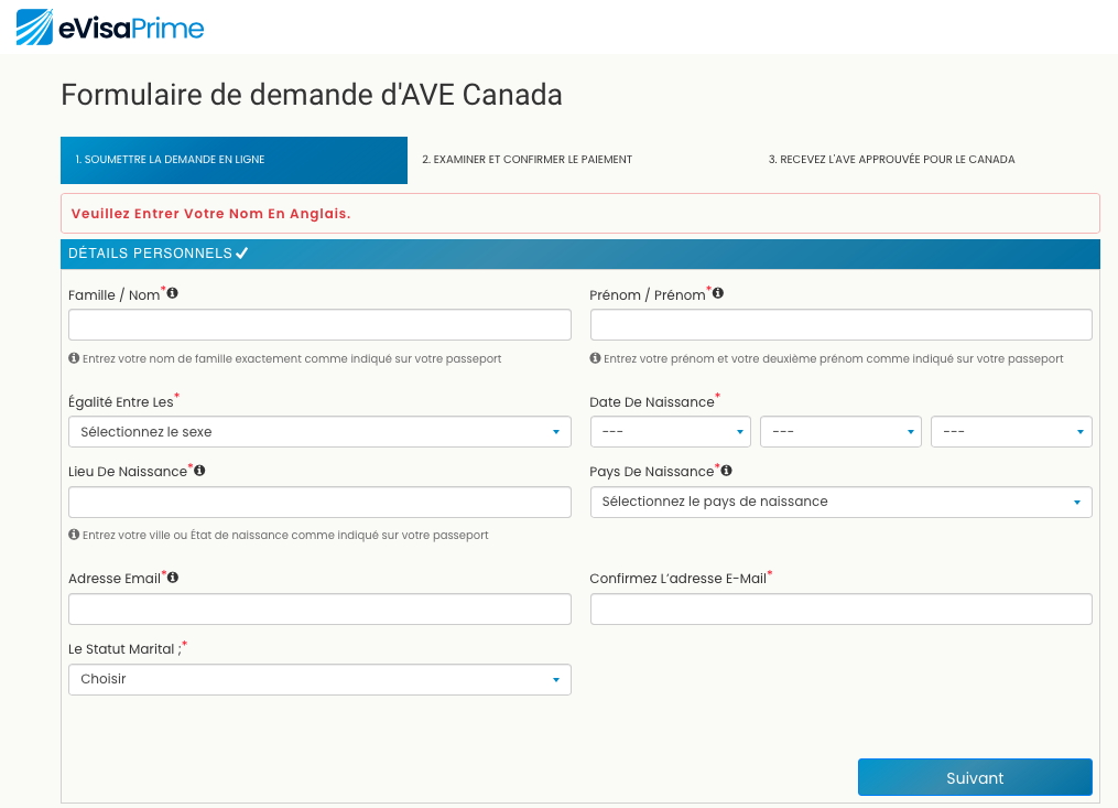 Application Form and Language Support